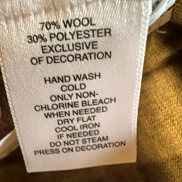 LOFT Tan 70% Wool Cardigan w/Embellishments - Medium - Picture 5 of 5